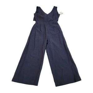 Madison Navy Blue Jumper Wide Leg Ties In Back NEW Preppy Nautical Women SZ Med